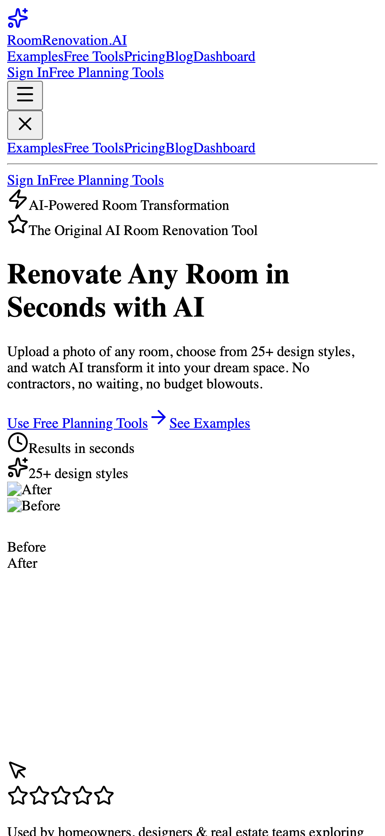 RoomRenovation AI mobile screenshot