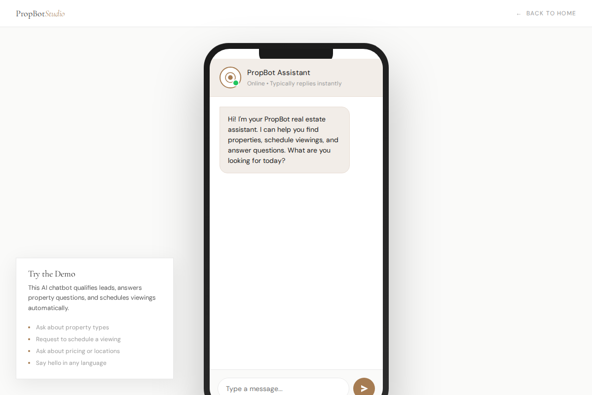 PropBot Studio Chatbot